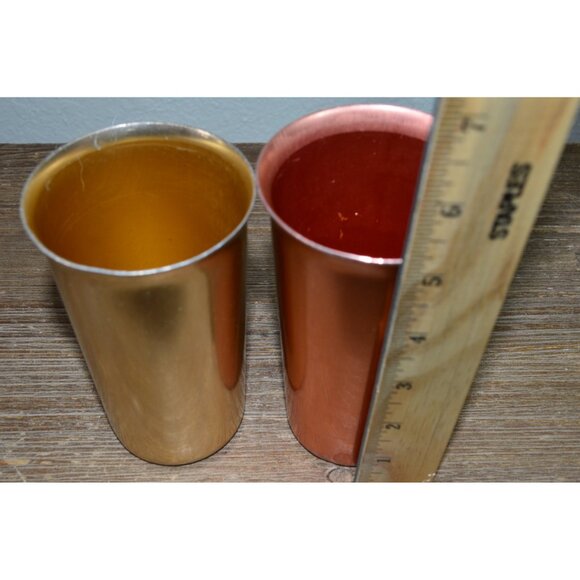 Vintage Anodized Aluminum Tumblers MCM Gold & Copper Cups Mixed Brands READ - Picture 7 of 10